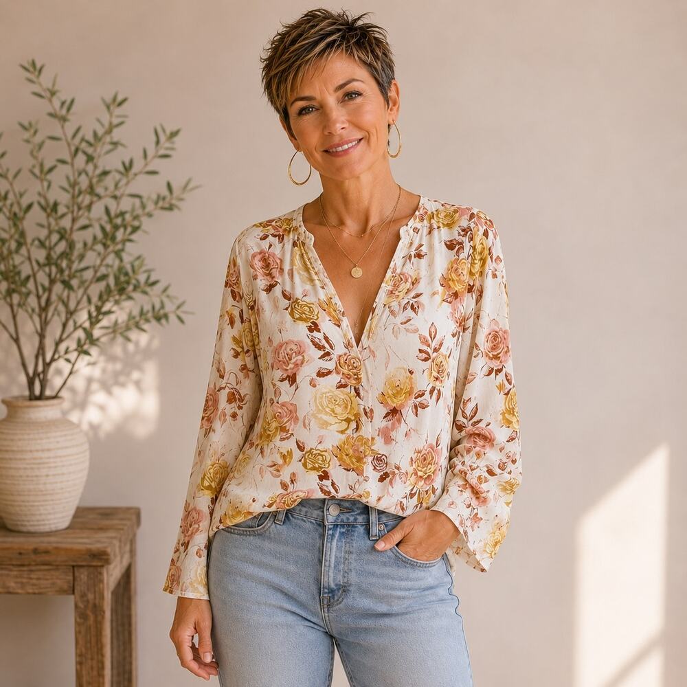 Intimately Free Tan Brown Gold Floral Bodysuit Medium